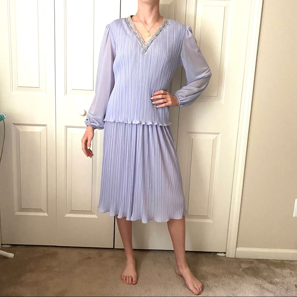 VTG DISCOVERY FASHIONS LTD 1970's Beaded Pleated Dress 8